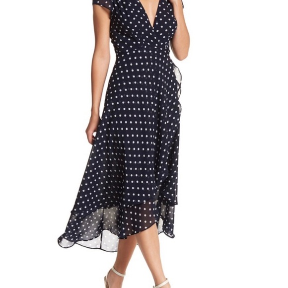 Betsey Johnson Navy Polka Dot Wrap Dress - Picture 2 of 3